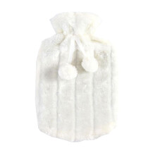 Water Bottle Soft Cover | 2 Litre Faux Plush Fur Hot Water Bottle Cover for Muscle Pain Relief and Menstrual Cramps White