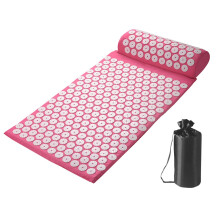 Acupressure Set with Mat and Pillow, Magnetic Therapy for Back, Head, and Neck Pain Relief, Red Carry Bag Included
