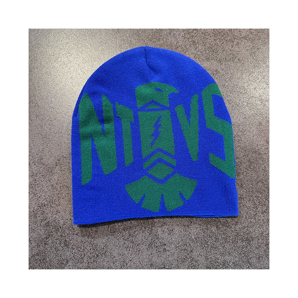 (Blue Green) Blocked Color Fashion Letter Pattern Neutral Casual Warm Knitted Winter Hat For-image-OPC-PK62JDJ-NEW