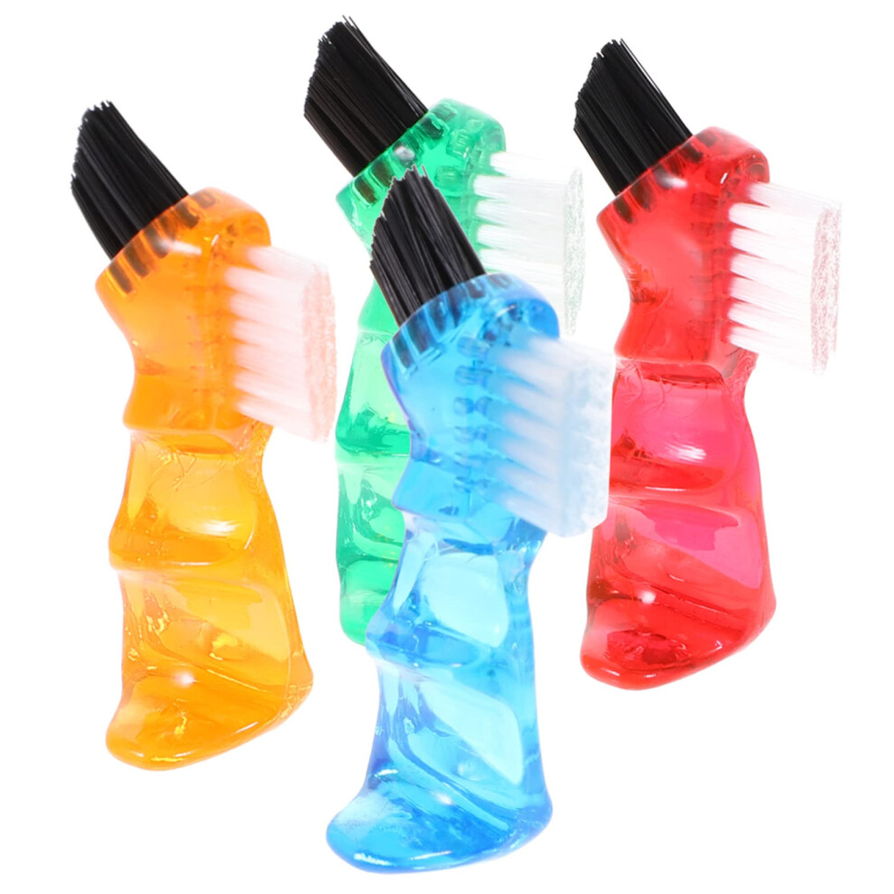 Portable Toothbrush Cleaning Brushes Pack of 4 Mini Double-Sided Denture Brushes for Household Oral Care