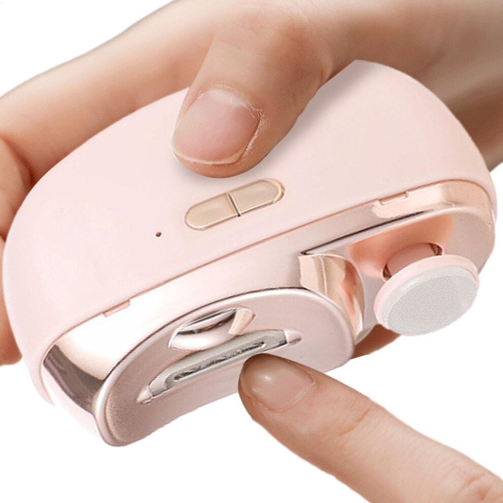 Pink Electric Automatic Nail Clippers For Elderly | Rechargeable Fingernail Cutter And File In With Safety Features