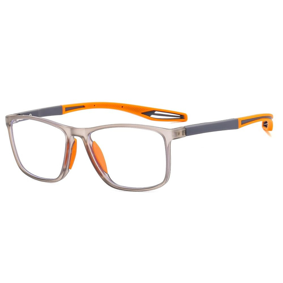 Anti-Glare Computer Reading Glasses +350 Grey, Ultralight Anti-Blue Light Flat Mirror Glasses for Men and Women