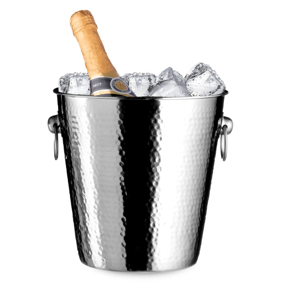 Premier Housewares Metallic Champagne Ice Bucket | Wine Ice Bucket With Handles | Metal Wine Bucket For Champagne, Wine, Beverages | Stainless Silver