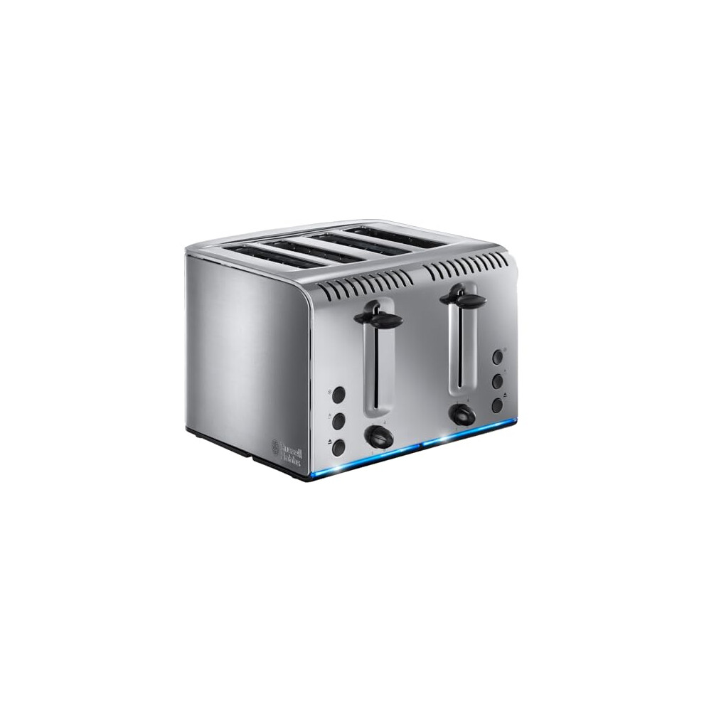 Russell Hobbs 4 Slice Buckingham Toaster With Fast Toast Technology - (Blue Light Strip Indicates Toasting, Independent & Extra Wide Slots, 2400W,