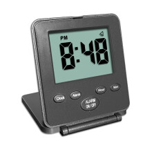 Digital Travel Alarm Clock - No Bells, No Whistles, Simple, Silent, Battery Operated, Alarm, Snooze, Small and Light, Folding, ON/OFF Switch, USA Top