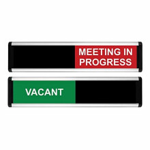 Vacant/Meeting in Progress Sliding Door Sign from ViroDisplay? - Green/Red Edition - 214 x 60mm - Anodised Aluminium Profile - Durable Printed Surface