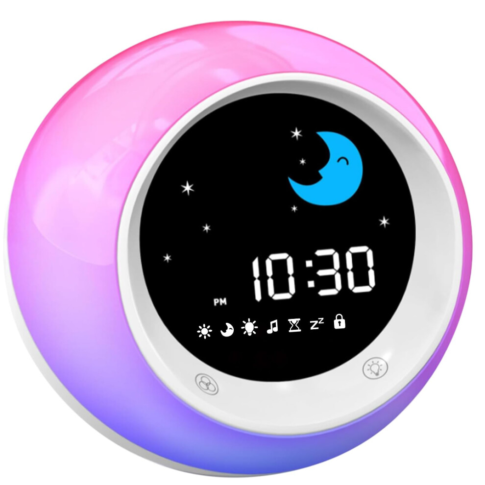 I?Code Time To Wake Alarm Clock For Kids, Children's Sleep Trainer, Kids Wake Up Sleep Sound Machine Light I·code