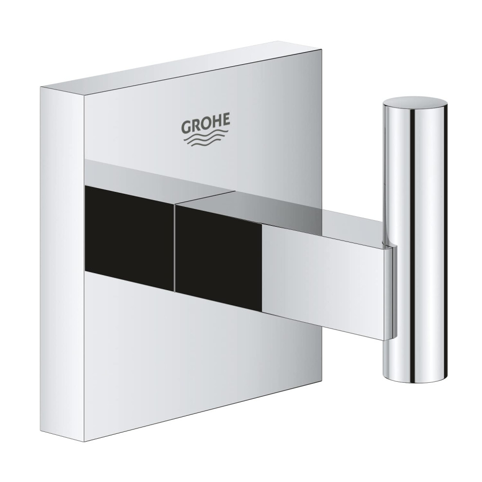 Grohe Start Cube Robe Hook - Bathroom Wall Mounted Shower Towel Hanger (Metal, Concealed Fastening, Including Screws And Dowels), Extra Easy To Fit