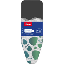 Vileda Park and Go Ironing Board Cover with Heat Resistant Parking Zone - Universal Size 30-45cm wide by 110-130cm long - Mint Grey
