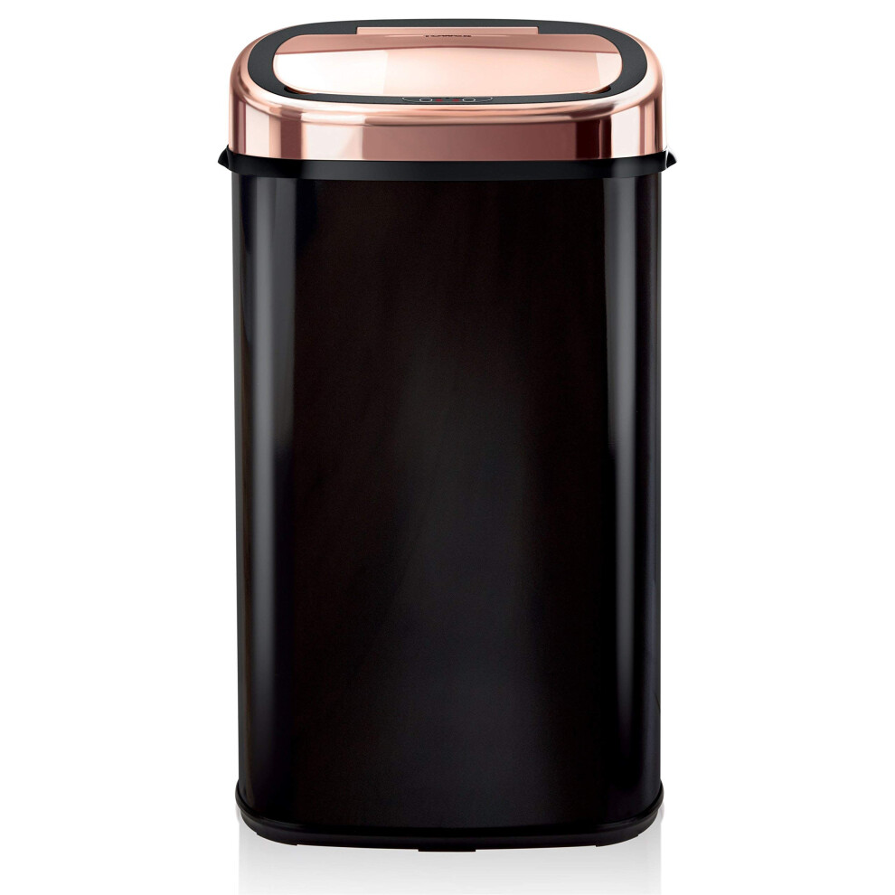 Tower T80904rb Kitchen Bin With Sensor Lid, Automatic Soft-Close, Manual Override, 58 Litre, And Rose Black/Gold