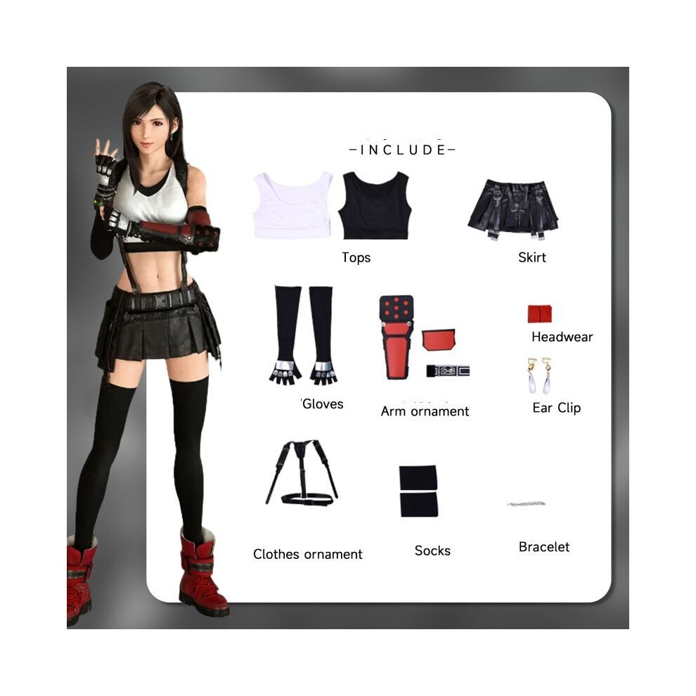 (S) Fantasy Vii Final Tifa Lockhart Cosplay Costume Set Game Halloween Party Fans