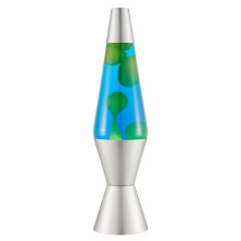 Lava Lamp 2124, Green Wax, Blue Liquid, Silver Base and Cap, Original 14.5 inch LAVA? Motion Lamp to Illuminate Your Mood