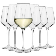 Krosno Large White Wine Glasses | Set of 6 | 390 ML | Avant-Garde Collection | Wedding Gift Cocktail Set | Glass Drinking Crystal Wine Glass | Home