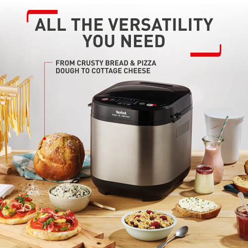 Tefal Tefal Breadmaker With Yoghurt Pot Accessory, 15 Hours Delay Start, Kitchen, 20 Auto Programs, Gluten-Free, Sourdough Bread, White Bread, Pizza Dough, 1