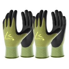 COOLJOB Gardening Gloves for Women and Men, 2 Pairs Bamboo Garden Gloves with Touchscreen, Breathable Nitrile Coated Work Gloves, Green, Medium Size