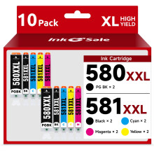 INK E-SALE 580 581 Ink Cartridges Replacement for Canon PGI-580 XXL CLI-581 XXL 10-Pack for TS6350 TS700 TS705 TS705A TR8550 TR7550 TS8350 TS8351