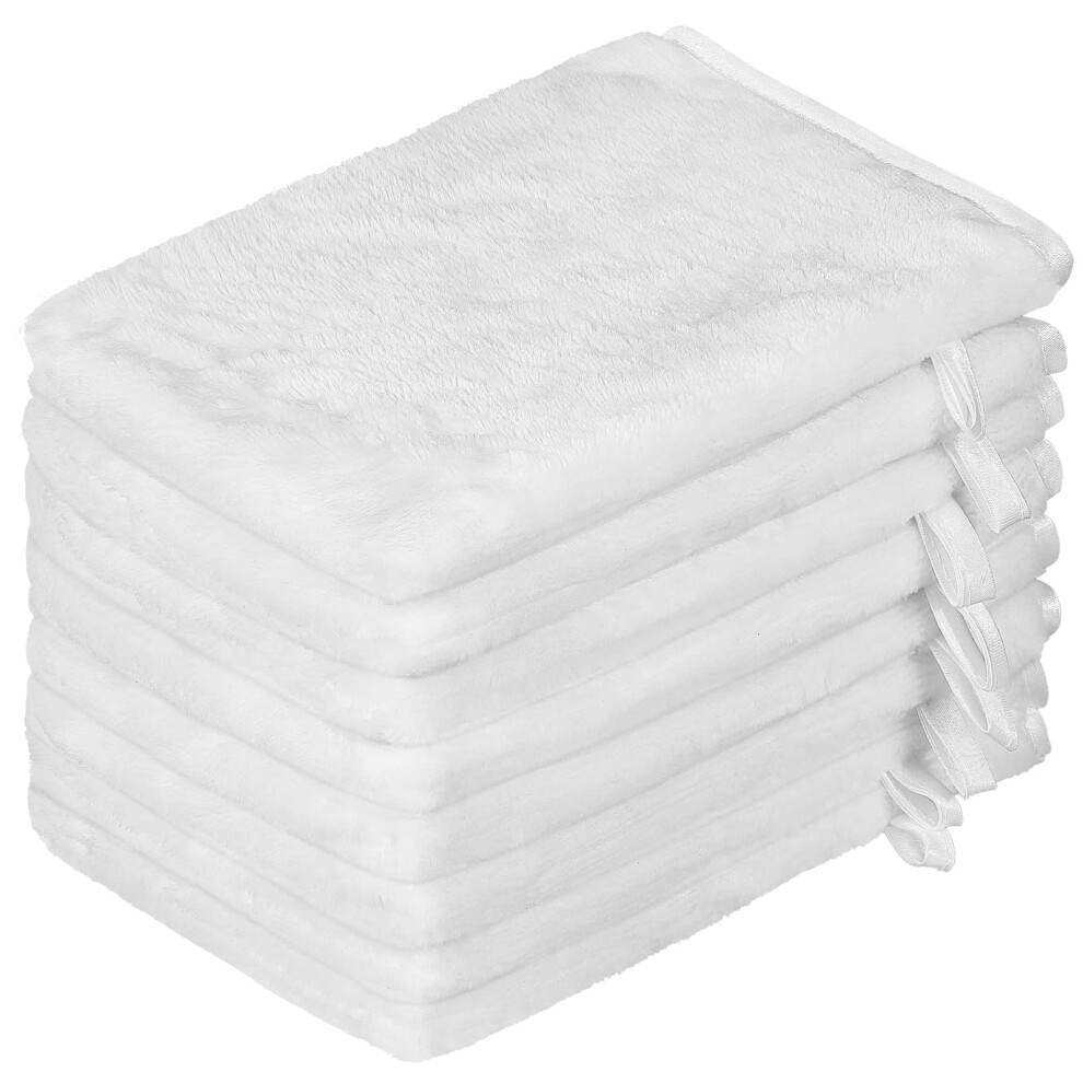 Phogary White Pack Of 8 Microfibre Body Wash Mitts Set, Flannels Soft Face Mitts, Bath Spa Cloth, Reusable Makeup Remover Mitt Gloves, 15X21 Cm,