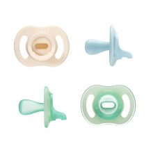 Tommee Tippee Ultra-light StayPut Day and Night Dummy, One-Piece Silicone Design, Soft Skin Feel 0-6m, 4 Pack