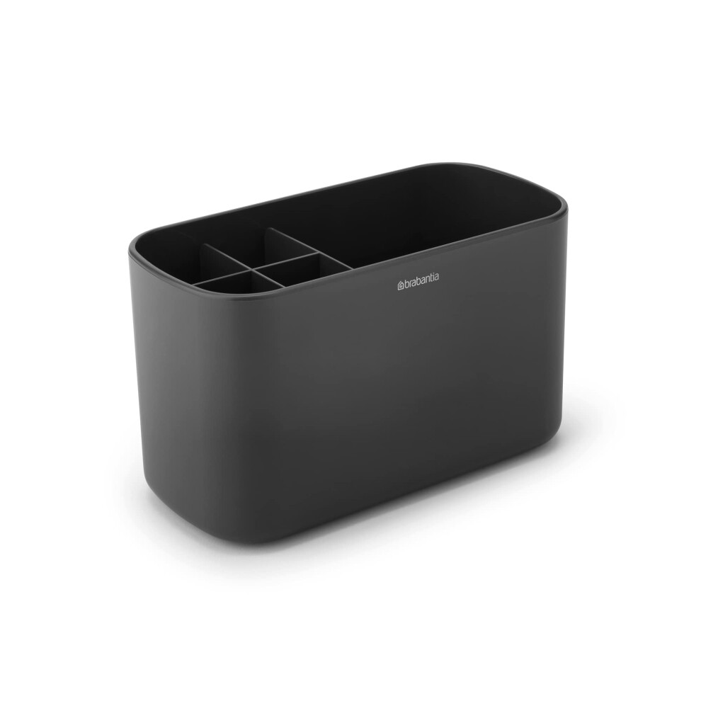 Brabantia Renew Bathroom Caddy ( Grey) - Compartments For Toothbrushes, Toothpaste, Soap Etc - Nonslip Base And Drainage Holes Dark/Grey