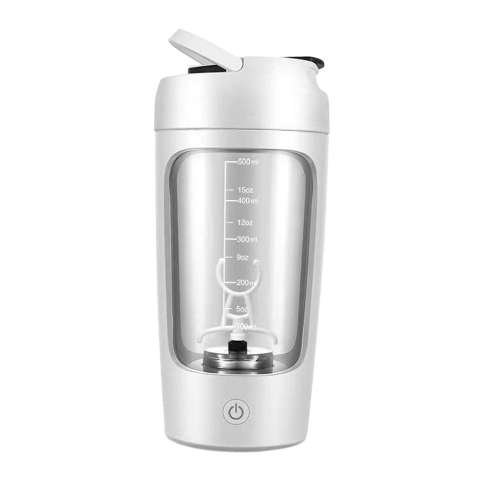 White Electric Protein Shaker Bottle 650Ml Mixer Cup For Milk Shake Coffee Gym Use Bpa-Free Plastic