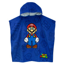 Super Mario Bros. Boys Gaming Hooded Towel Poncho Swimwear for Kids One Size Blue