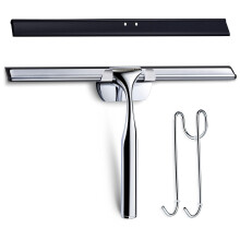 Love-KANKEI Shower Squeegee Stainless Steel Shower Wiper Shower Scraper with Replacement Rubber Blade and Hanging Hooks for Bathroom, Window, Car