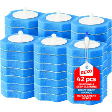 REXO - 42 PCS Disposable Toilet Brush Refills. Premium Replacement Refill Heads For No-Touch Hygienic Toilet Cleaning System Providing Effortless