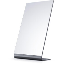 NEZZOE Rectangular Makeup Mirror for Desk, 12 inch Aluminum Free Standing Bathroom Counter Mirror, Space Black