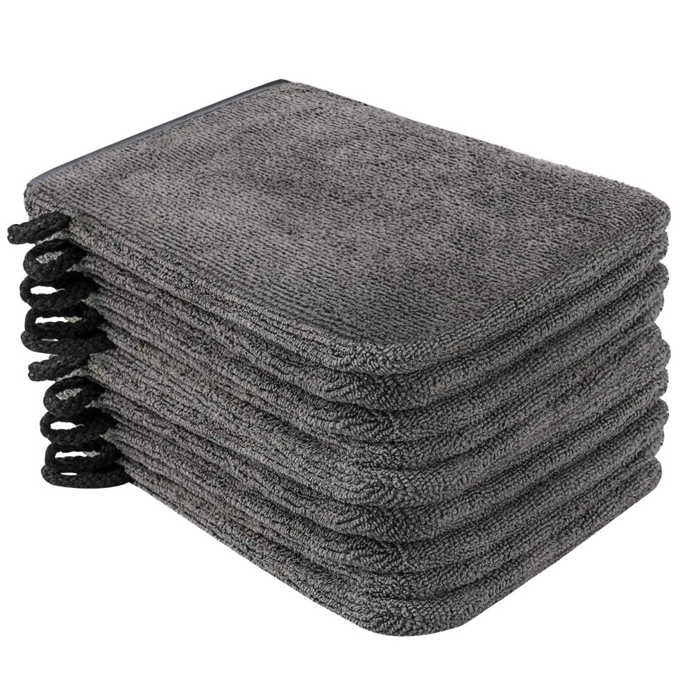 Phogary Grey Pack Of 10 Microfibre Body Wash Mitts, Soft Face Cleansing Mitts, Bath Spa Terry Cloth, Reusable Makeup Remover Mitt Gloves, 15X21 Cm,