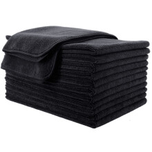 Polyte Professional Quick Dry Lint Free Microfibre Hair Drying Salon Towel, 12 Pack (40x73 cm, Black)