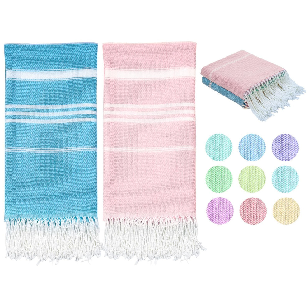 Haleey 2 Pack Turkish Cotton Beach Towel Lightweight Absorbent Quick Dry Bathroom Bath Pool Swim Towels Extra Large Oversized Sand Free Towel Beach-image-OPC-PK65J7G-NEW