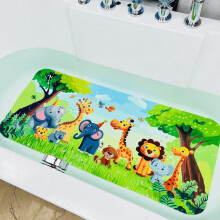 Kids Bathtub Mat Non-Slip | Fun Cartoons Design | Slip-Resistant Bathroom Shower Bath Mat for Toddlers | Large Size Tub Mat for Baby (Jungle Animals)