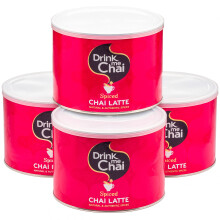 Drink Me Chai Spiced Chai Latte 1kg (Pack of 4) - Just Add Water, Chai Latte Powder (200 Servings Total)