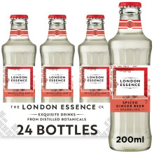 The London Essence, Co. Ginger Beer, Premium Cocktail Mixer, 200ml, Pack of 24 bottles, No Artificial Colours Preservatives or flavours, Low Calorie