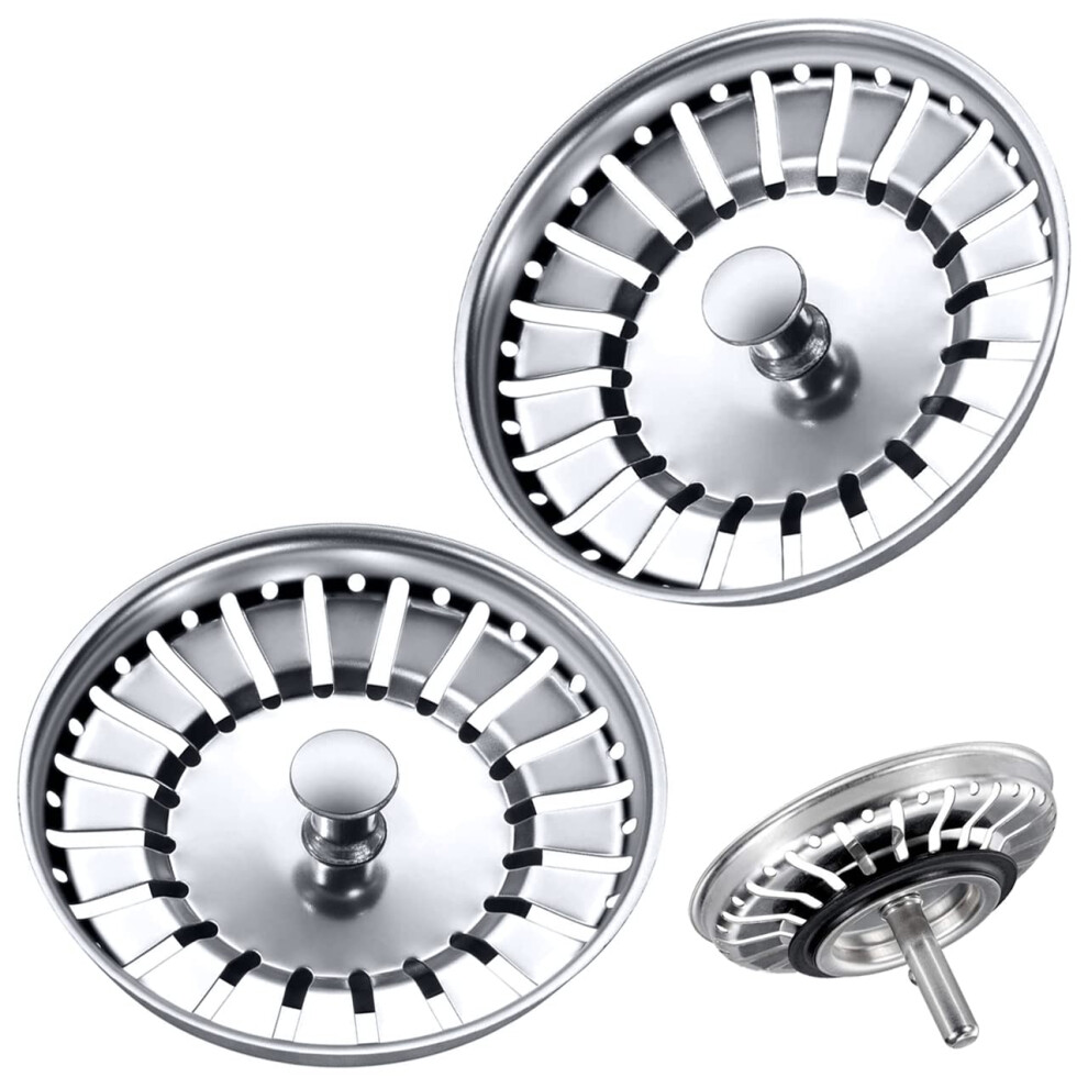 Tomario Kitchen Sink Strainer Plug Stainless Steel Thicken For Kitchen Sink, Hole Diameter 78Mm 79Mm 82Mm 84Mm (Silver-2 Pack, 84Mm) 8000001343412