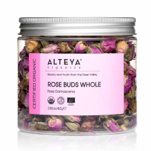 Alteya Organic Rose Buds Tea 80gr - 100% USDA Certified Organic Rosa Damascena Bio Herbal Infusion - Hand Picked and Sold Directly by The Rose Grower
