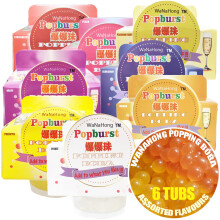WaNaHong Popping Boba Fruit Flavour Bursting Bubbles (Blueberry, Peach, Strawberry, Grape, Pineapple) (Assorted Flavours (Pack of 6))