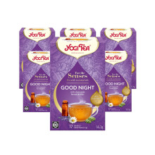 Yogi Tea, For The Senses, Good Night, Organic Herbal Tea with Essential Oils, Naturally Caffeine Free, Blend of Lavender, Chamomile and Hops, 6 Packs