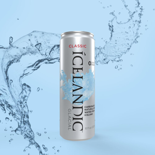Icelandic Glacial Sparkling Water, Unflavored, 330 ml Cans, 10 Count 1