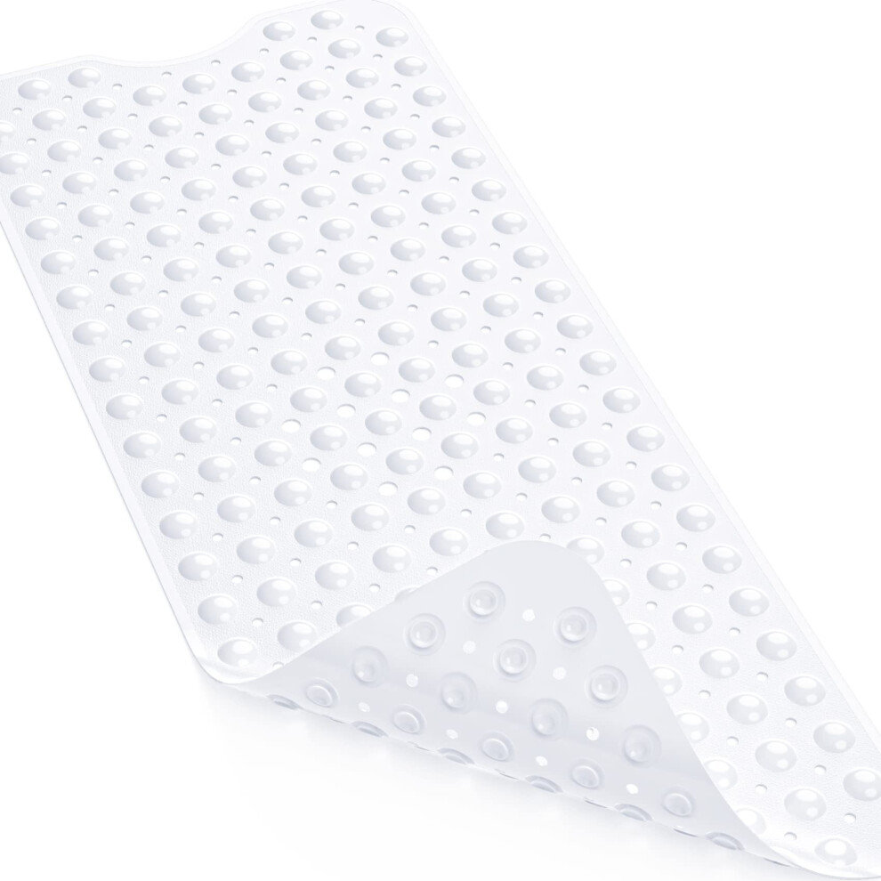 Xiyunte Bathtub Mat Non Slip - 100X40cm Extra Long Shower Mats Non Slip Anti Mould, Anti Slip Bath Mats With Suction Cups And Drain Holes, Machine