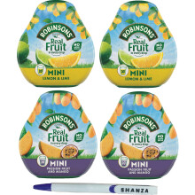 Robinsons Squash?d Mini Squash?d ? 2 Flavour Pack ? 2 x Lemon & Lime and 2x Mango & Passion Fruit ? No Added Sugar ? Real Fruit in Every Drop With