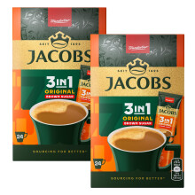 Jacobs 3in1 Instant Coffee Single Servings with Brown Sugar Fresh Stock Bulk Quantity (48 Sachets, Jacobs 3in1 Original)