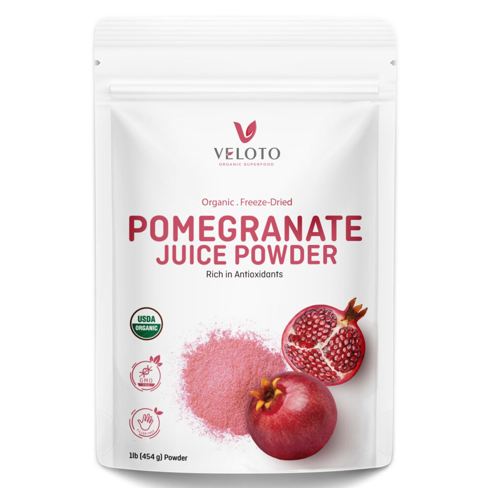 Veloto Organic Pomegranate Juice Powder, Pure Pomegranate Powder Fruit Freeze Dried Powder, Natural Vitamin C Vegan Sweetener Superfoods For Smoothies,