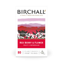 Birchall Tea Bags, Red Berry & Flower Tea Gift, Caffeine Free Tea Bursting with Full Flavour, Perfect Vegan Gifts, 80 Plant-Based Prism Tea Bags