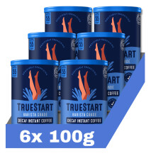 TrueStart Barista Grade DECAF Instant Coffee - 600g (6x100g), Premium Freeze Dried, Smooth Rich Coffee Beans Roast, 100% Full Flavour