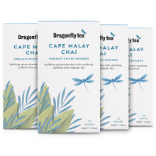 Dragonfly Cape Malay Chai | Pack of 4 x 20 Organic Tea Bags (80 Teabags) | Naturally Sweet Herbal TeaBags | Chai TeaBags | Caffeine-Free Tea|