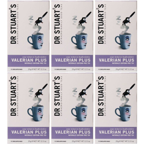 (6 Pack) - Dr Stuarts - Valarian Plus Herbal Tea | 15 Bag | 6 Pack Bundle