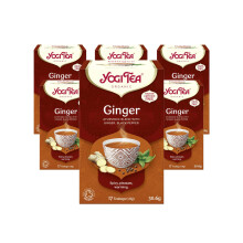Yogi Tea, Ginger, Organic Herbal Tea, Naturally Caffeine Free, Blend of Ginger and Black Pepper, 6 Packs x 17 Tea Bags (102 Teabags Total)