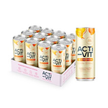 Acti-Vit Sparkling Flavoured Vitamin Water Cans with B Vitamins B5, B6, B9, B12, Vitamin C, Vitamin D, Zinc & Magnesium Zero Sugar 12x 330ml Tropical
