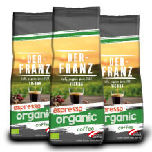 Der-Franz Espresso organic Coffee, whole bean, 3 x 500 g
